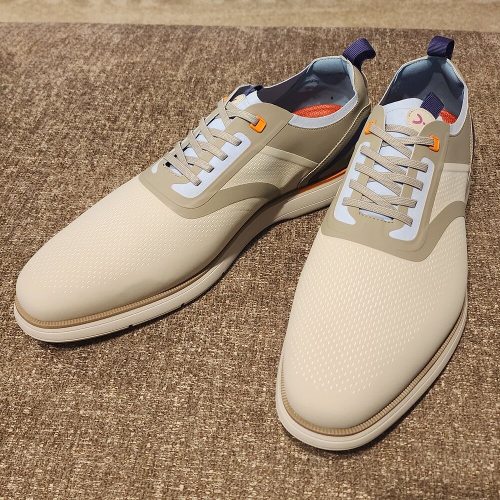 Stacy Adams Everidge Plain Toe FlexZone Sneakers – Cream Multi, Size 14W